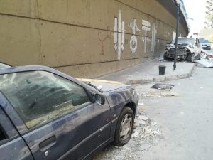 Cars wrecked by force of Beirut blast