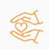 Two hands with a heart symbol between